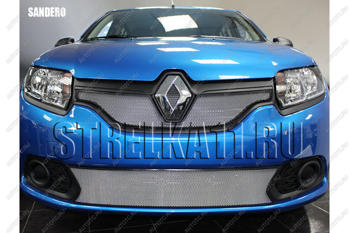 3 179 р. Защита радиатора (низ) Стрелка11 Стандарт Renault Sandero (B8) дорестайлинг (2014-2018) (хром)  с доставкой в г. Пермь