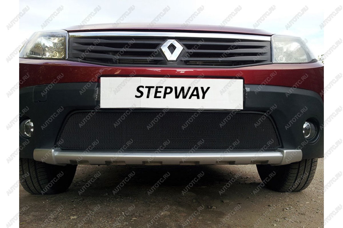 2 999 р. Защита радиатора Стрелка11 Стандарт Renault Sandero Stepway (BS) (2010-2014) (черная)  с доставкой в г. Пермь