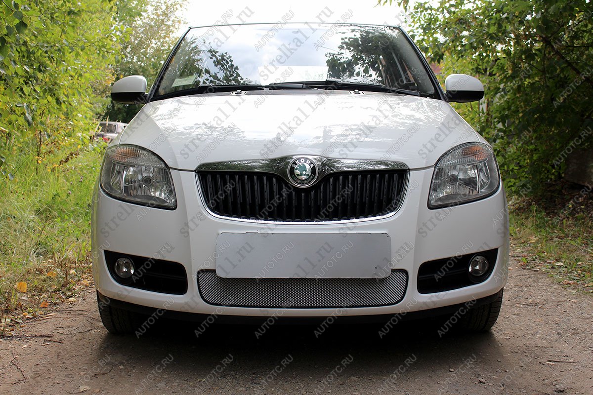 2 899 р. Защита радиатора Стрелка11 Стандарт  Skoda Fabia  Mk2 (2007-2010) универсал дорестайлинг, хэтчбэк дорестайлинг (хром)  с доставкой в г. Пермь