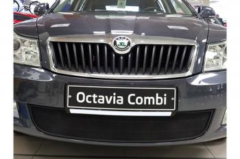 Защита радиатора Стрелка11 Стандарт Skoda Octavia  A5 (2008-2013) лифтбэк рестайлинг, рестайлинг универсал (черная)