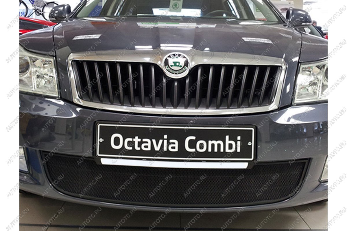 2 899 р. Защита радиатора Стрелка11 Стандарт  Skoda Octavia  A5 (2008-2013) лифтбэк рестайлинг, рестайлинг универсал (черная)  с доставкой в г. Пермь