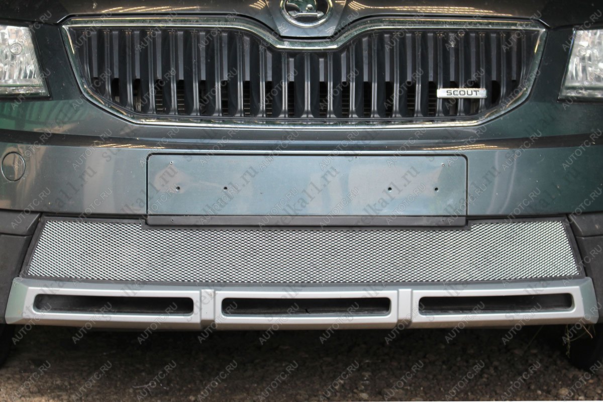5 649 р. Защита радиатора (Ambition, Elegance, Style) Стрелка11 Стандарт  Skoda Octavia  A7 (2012-2017) дорестайлинг лифтбэк, дорестайлинг универсал (хром)  с доставкой в г. Пермь