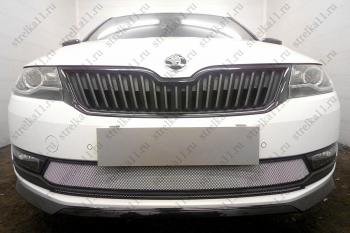 4 849 р. Защита радиатора (2 части) Стрелка11 Стандарт  Skoda Rapid ( NH1,  NH3) (2015-2020) хэтчбэк рестайлинг, рестайлинг лифтбэк (хром)  с доставкой в г. Пермь. Увеличить фотографию 2