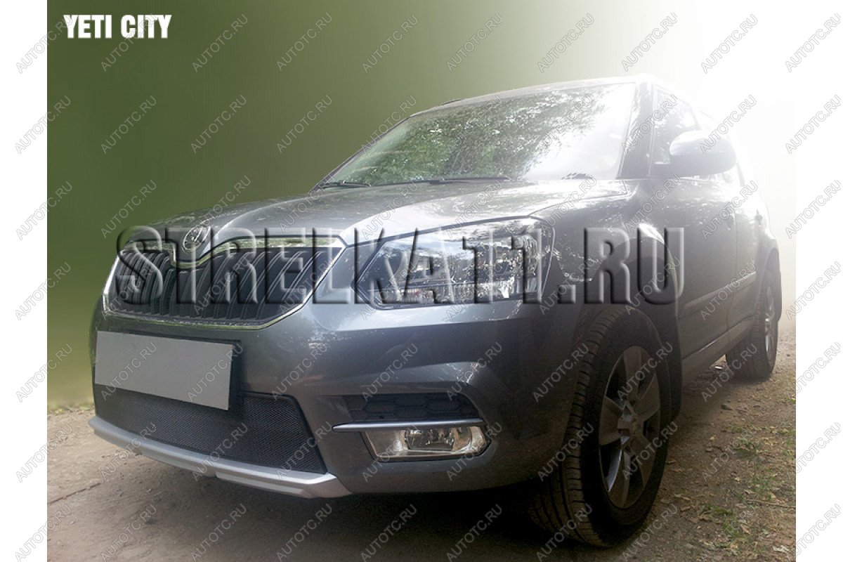 3 169 р. Защита радиатора (City) Стрелка11 Стандарт Skoda Yeti (2013-2018) (черная)  с доставкой в г. Пермь