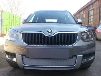 Защита радиатора (нижняя) (Outdoor) Стрелка11 Стандарт Skoda Yeti (2013-2018) (хром)