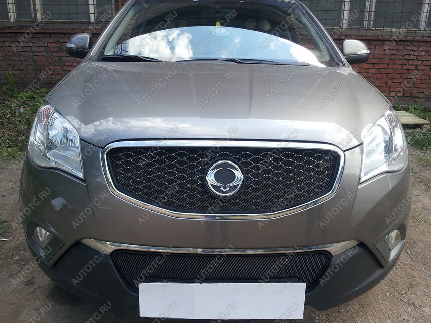 3 169 р. Защита радиатора (верх) Стрелка11 Стандарт SSANGYONG Actyon дорестайлинг (2010-2013) (черная)  с доставкой в г. Пермь