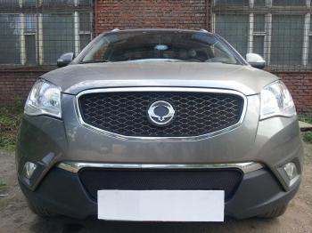 3 169 р. Защита радиатора (верх) Стрелка11 Стандарт SSANGYONG Actyon дорестайлинг (2010-2013) (черная)  с доставкой в г. Пермь. Увеличить фотографию 2