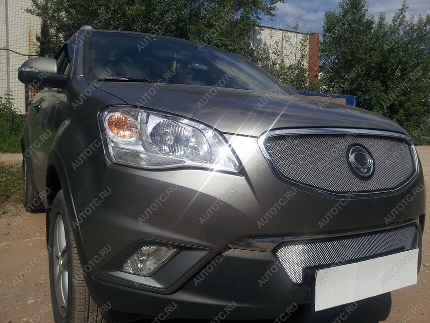 3 299 р. Защита радиатора (верх) Стрелка11 Стандарт  SSANGYONG Actyon (2010-2013) дорестайлинг (хром)  с доставкой в г. Пермь