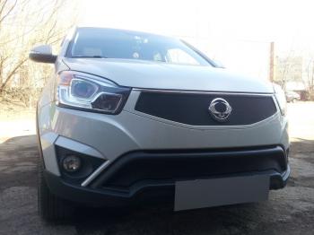 Защита радиатора (верх) Стрелка11 Стандарт SSANGYONG Actyon (2013-2021) рестайлинг (черная)