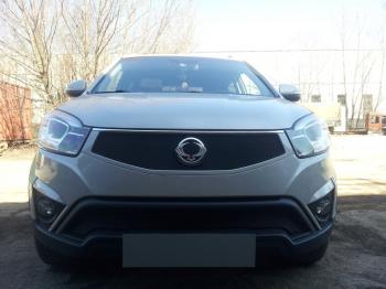 Защита радиатора (низ) Стрелка11 Стандарт SSANGYONG Actyon (2013-2021) рестайлинг (черная)