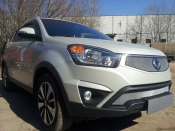 Защита радиатора (верх) Стрелка11 Стандарт SSANGYONG Actyon (2013-2021) рестайлинг (хром)