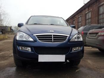 2 899 р. Защита радиатора Стрелка11 Стандарт SSANGYONG Kyron дорестайлинг (2005-2007) (черная)  с доставкой в г. Пермь. Увеличить фотографию 2