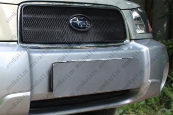 Защита радиатора (верх) Стрелка11 Стандарт Subaru Forester  SG (2002-2005) дорестайлинг (черная)