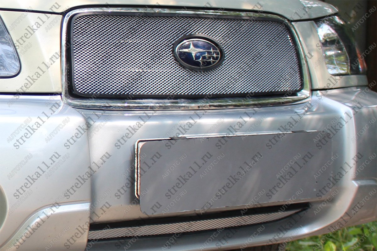 2 879 р. Защита радиатора (низ) Стрелка11 Стандарт  Subaru Forester  SG (2002-2005) дорестайлинг (хром)  с доставкой в г. Пермь