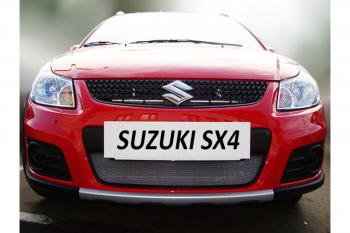 2 899 р. Защита радиатора Стрелка11 Стандарт Suzuki SX4 GYA,GYB  рестайлинг, хэтчбэк (2010-2016) (черная)  с доставкой в г. Пермь. Увеличить фотографию 2