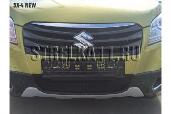 Защита радиатора Стрелка11 Стандарт Suzuki SX4  JYB, JYA (2013-2016) хэтчбэк дорестайлинг (черная)