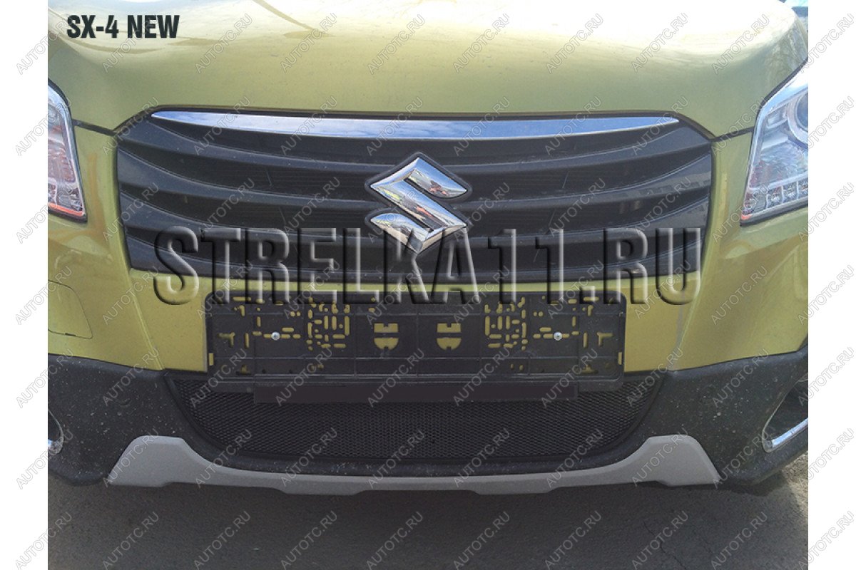 2 399 р. Защита радиатора Стрелка11 Стандарт Suzuki SX4 JYB, JYA хэтчбэк дорестайлинг (2013-2016) (черная)  с доставкой в г. Пермь