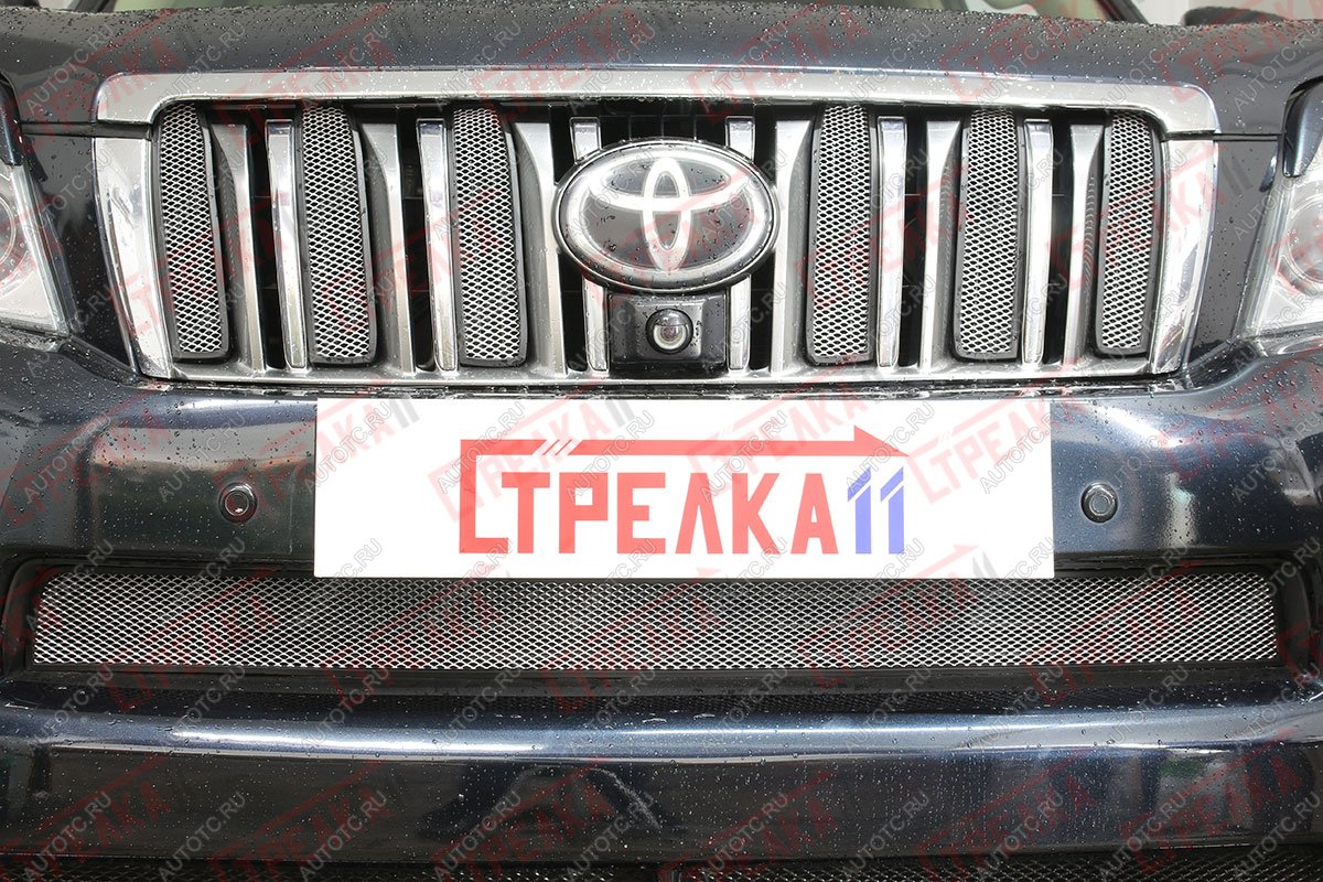 4 299 р. Защита радиатора (верх 6 частей) Стрелка11 Стандарт  Toyota Land Cruiser Prado  J150 (2009-2013) дорестайлинг (хром)  с доставкой в г. Пермь