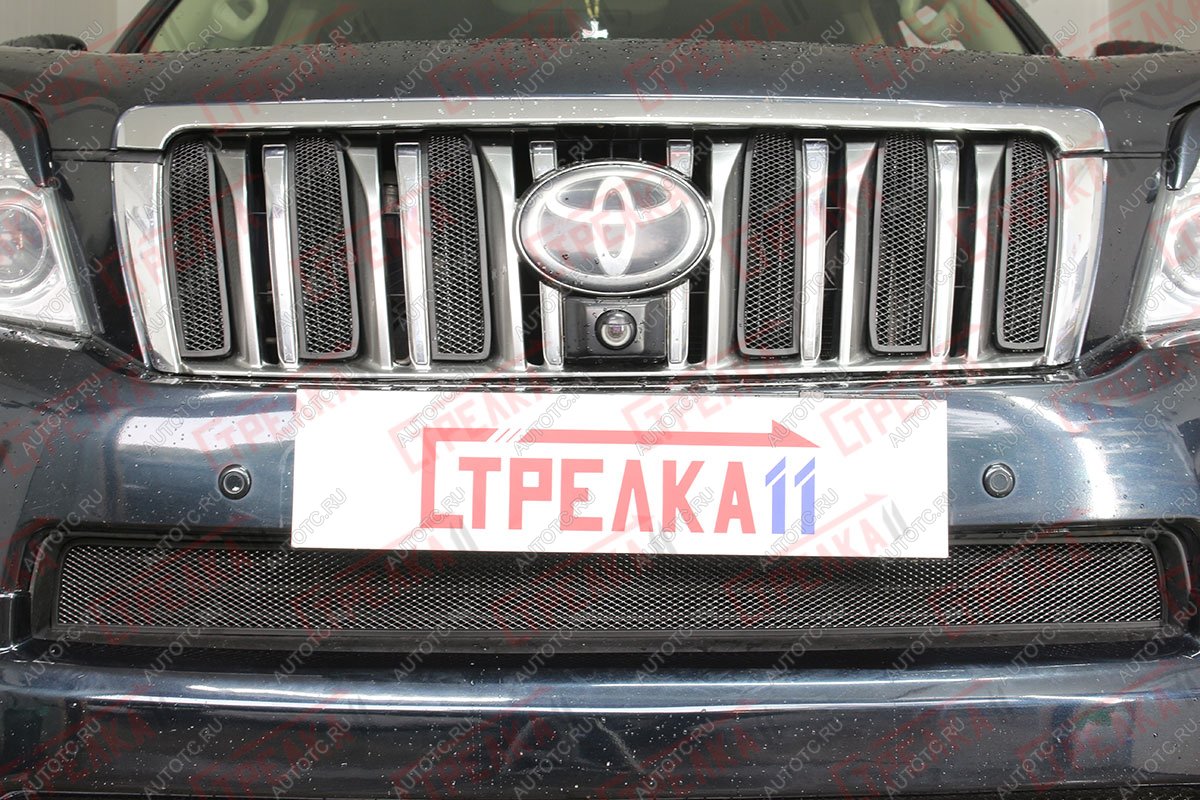 2 899 р. Защита радиатора (низ) Стрелка11 Стандарт  Toyota Land Cruiser Prado  J150 (2009-2013) дорестайлинг (черная)  с доставкой в г. Пермь