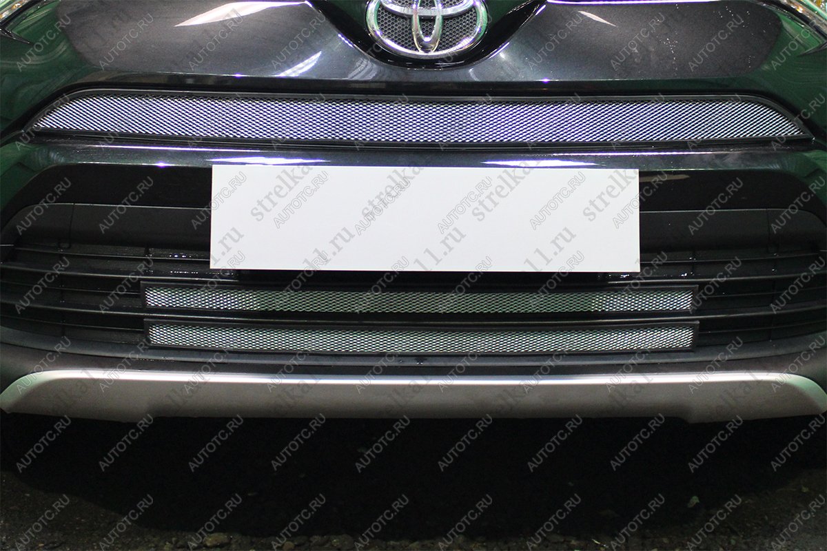 4 099 р. Защита радиатора (низ 2 части) Стрелка11 Стандарт  Toyota RAV4  XA40 (2015-2019) 5 дв. рестайлинг (хром)  с доставкой в г. Пермь