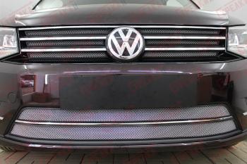 Защита радиатора (верх 6 частей) Стрелка11 Стандарт Volkswagen Caddy  2K (2015-2020) рестайлинг (хром)