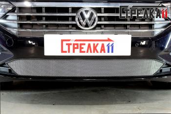 Защита радиатора Стрелка11 Стандарт Volkswagen Jetta  A7 (2018-2022) седан дорестайлинг (хром)