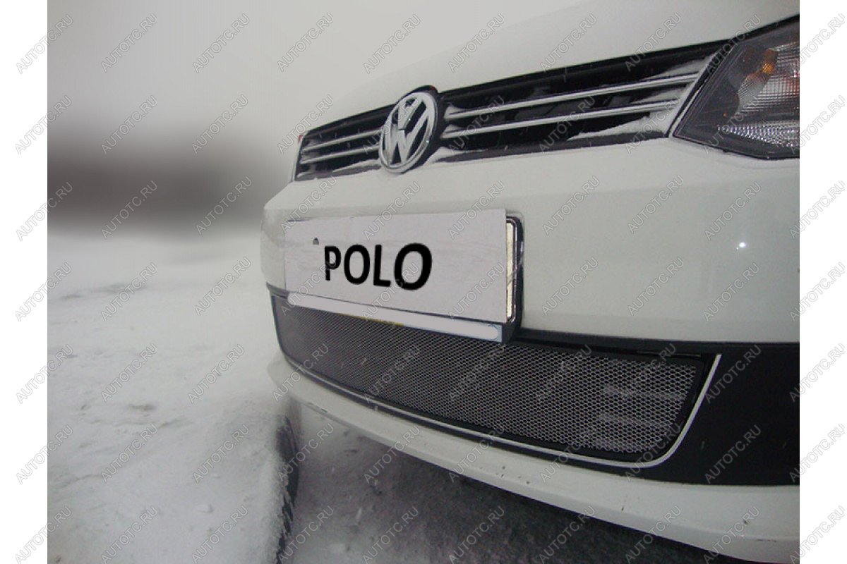 3 079 р. Защита радиатора Стрелка11 Стандарт  Volkswagen Polo  5 (2009-2015) хэтчбек дорестайлинг (хром)  с доставкой в г. Пермь