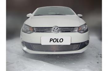 3 079 р. Защита радиатора Стрелка11 Стандарт  Volkswagen Polo  5 (2009-2015) хэтчбек дорестайлинг (хром)  с доставкой в г. Пермь. Увеличить фотографию 2