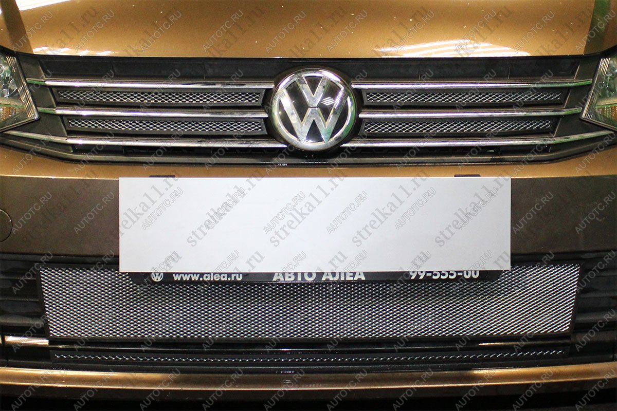 3 799 р. Защита радиатора (2 части низ) (Allstar, Conceptline, Trendline, Comfortline) Стрелка11 Стандарт  Volkswagen Polo  5 (2015-2020) седан рестайлинг (хром)  с доставкой в г. Пермь