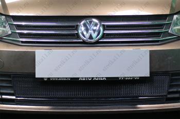Защита радиатора (4 части верх) Стрелка11 Стандарт Volkswagen Polo  5 (2015-2020) седан рестайлинг (черная)