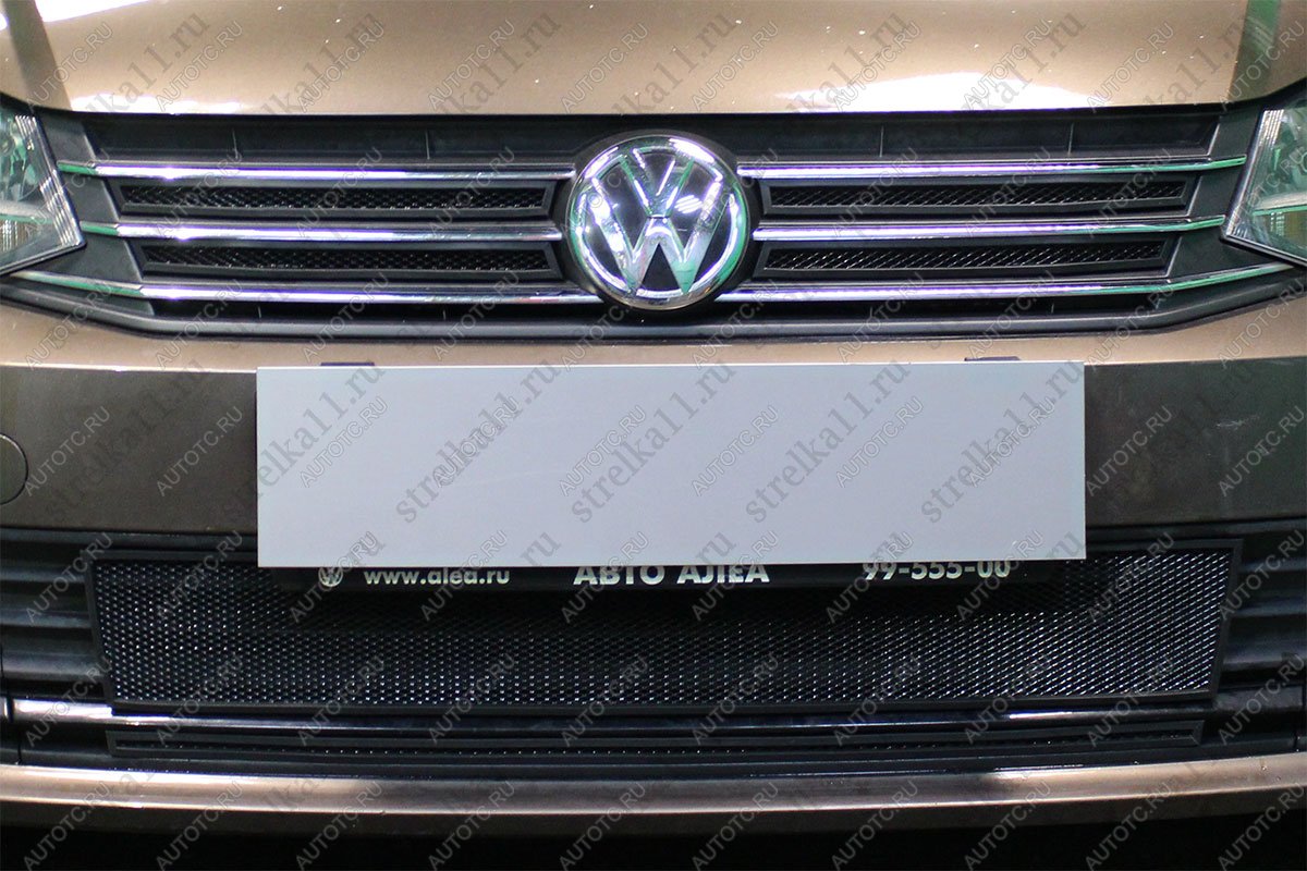 3 699 р. Защита радиатора (4 части верх) Стрелка11 Стандарт  Volkswagen Polo  5 (2015-2020) седан рестайлинг (черная)  с доставкой в г. Пермь