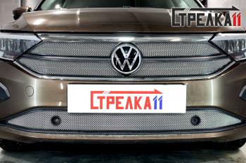 Защита радиатора (низ) Стрелка11 Стандарт Volkswagen Polo  Mk6 (2020-2022) лифтбек (хром)