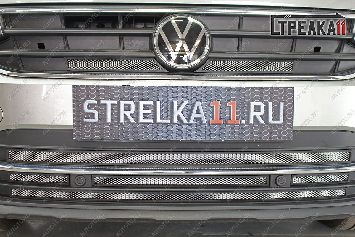 6 899 р. Защита радиатора (низ) Стрелка11 Стандарт  Volkswagen Tiguan  Mk2 (2020-2022) рестайлинг (хром)  с доставкой в г. Пермь