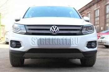 Защита радиатора (Track&Field) Стрелка11 Стандарт Volkswagen Tiguan  NF (2011-2017) рестайлинг (черная)