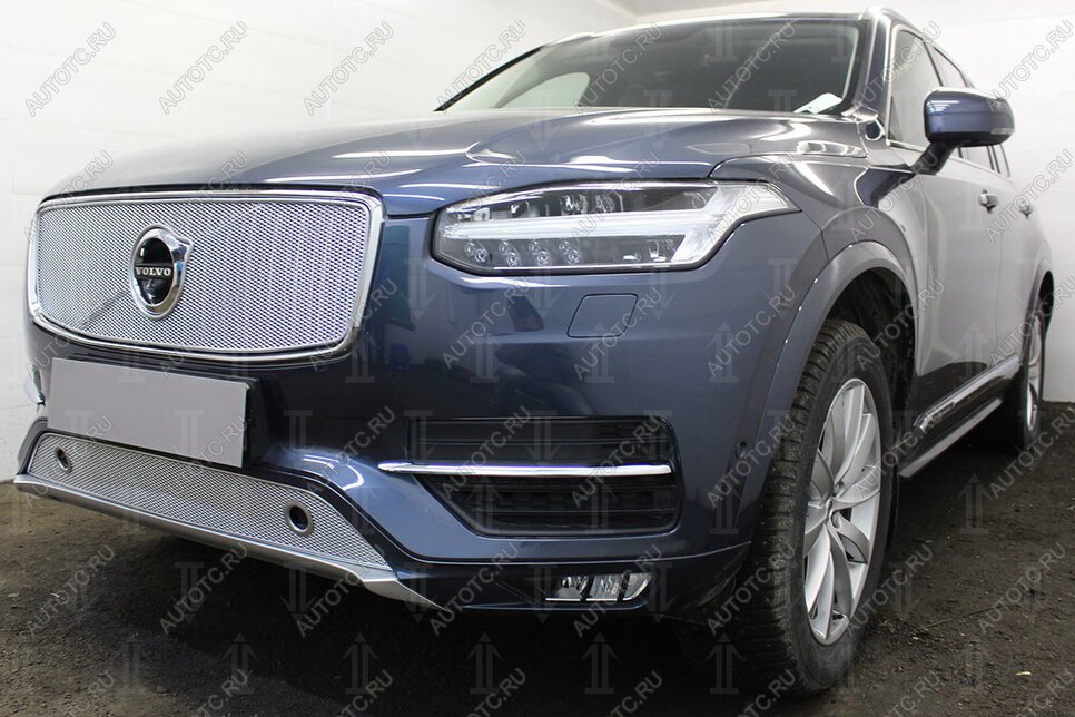 3 099 р. Защита радиатора (с парктроником) Стрелка11 Стандарт  Volvo XC90  L (2015-2019) дорестайлинг (хром)  с доставкой в г. Пермь