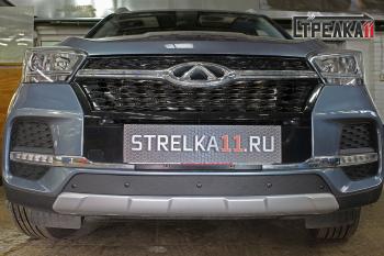 Зимняя заглушка решетки радиатора (низ) Стрелка11 Chery Tiggo 4 (2018-2023) 1-ый рестайлинг (черная)