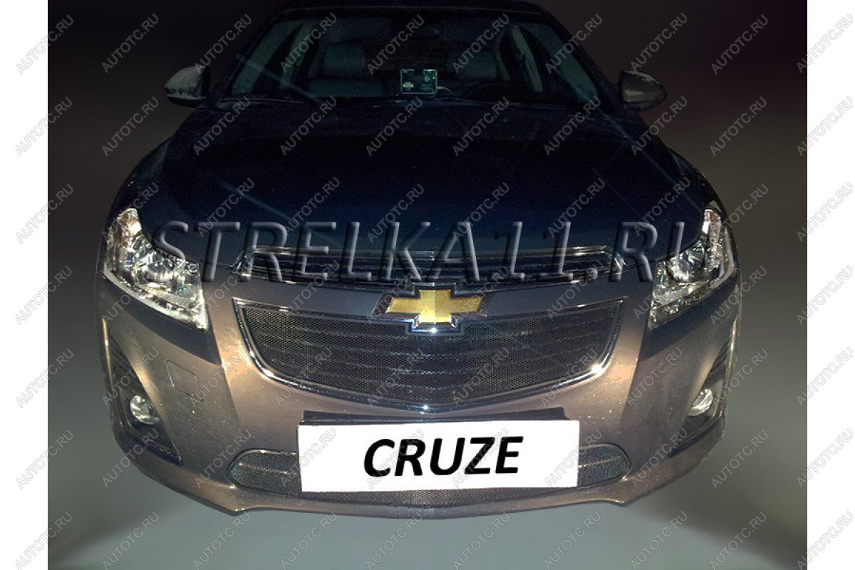 759 р. Зимняя заглушка решетки радиатора (низ) Стрелка11 Chevrolet Cruze J300 седан рестайлинг (2012-2015) (черная)  с доставкой в г. Пермь