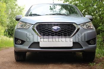 Зимняя заглушка решетки радиатора Стрелка11 Datsun mi-DO (2014-2021) хэтчбэк (черная)