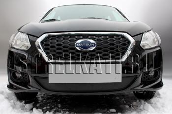 Зимняя заглушка решетки радиатора Стрелка11 Datsun on-DO (2014-2019) седан дорестайлинг (черная)