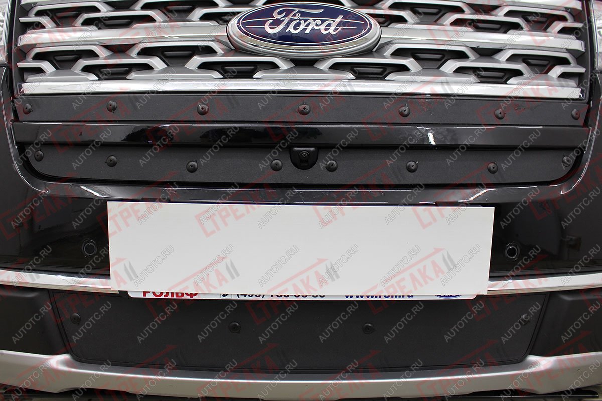 759 р. Зимняя заглушка решетки радиатора (низ) Стрелка11 Ford Explorer U502 2-ой рестайлинг, 5 дв. (2017-2019) (черная)  с доставкой в г. Пермь