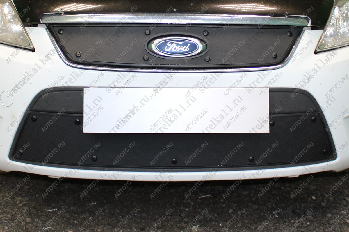 759 р. Зимняя заглушка решетки радиатора (низ) Стрелка11 Ford Mondeo Mk4,BD дорестайлинг, седан (2007-2010) (черная)  с доставкой в г. Пермь