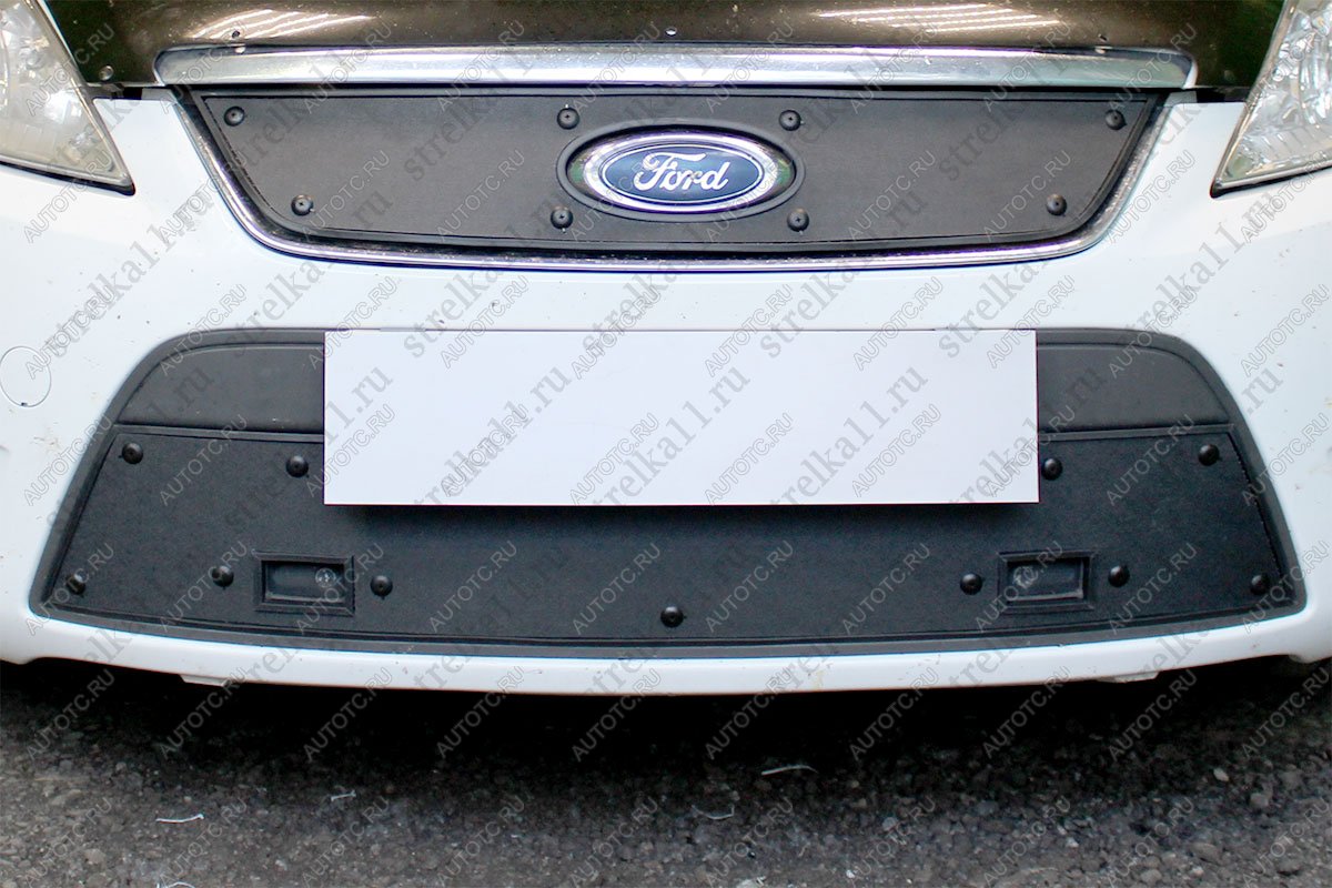 759 р. Зимняя заглушка решетки радиатора (низ с парктроником) Стрелка11  Ford Mondeo (2007-2010) Mk4,BD дорестайлинг, седан, Mk4,DG дорестайлинг, универсал (черная)  с доставкой в г. Пермь