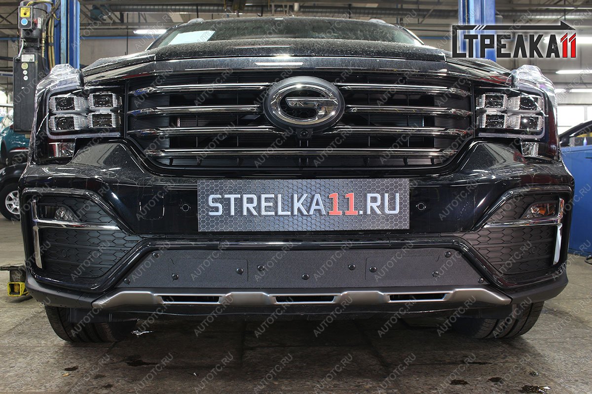 759 р. Зимняя заглушка решетки радиатора (низ) (GEGL) Стрелка11  GAC GS8 (2016-2023) (черная)  с доставкой в г. Пермь