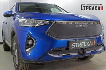 759 р. Зимняя заглушка решетки радиатора (низ) Стрелка11  Haval F7x (2019-2022) дорестайлинг (с датчиком ACC 2 части)  с доставкой в г. Пермь. Увеличить фотографию 2