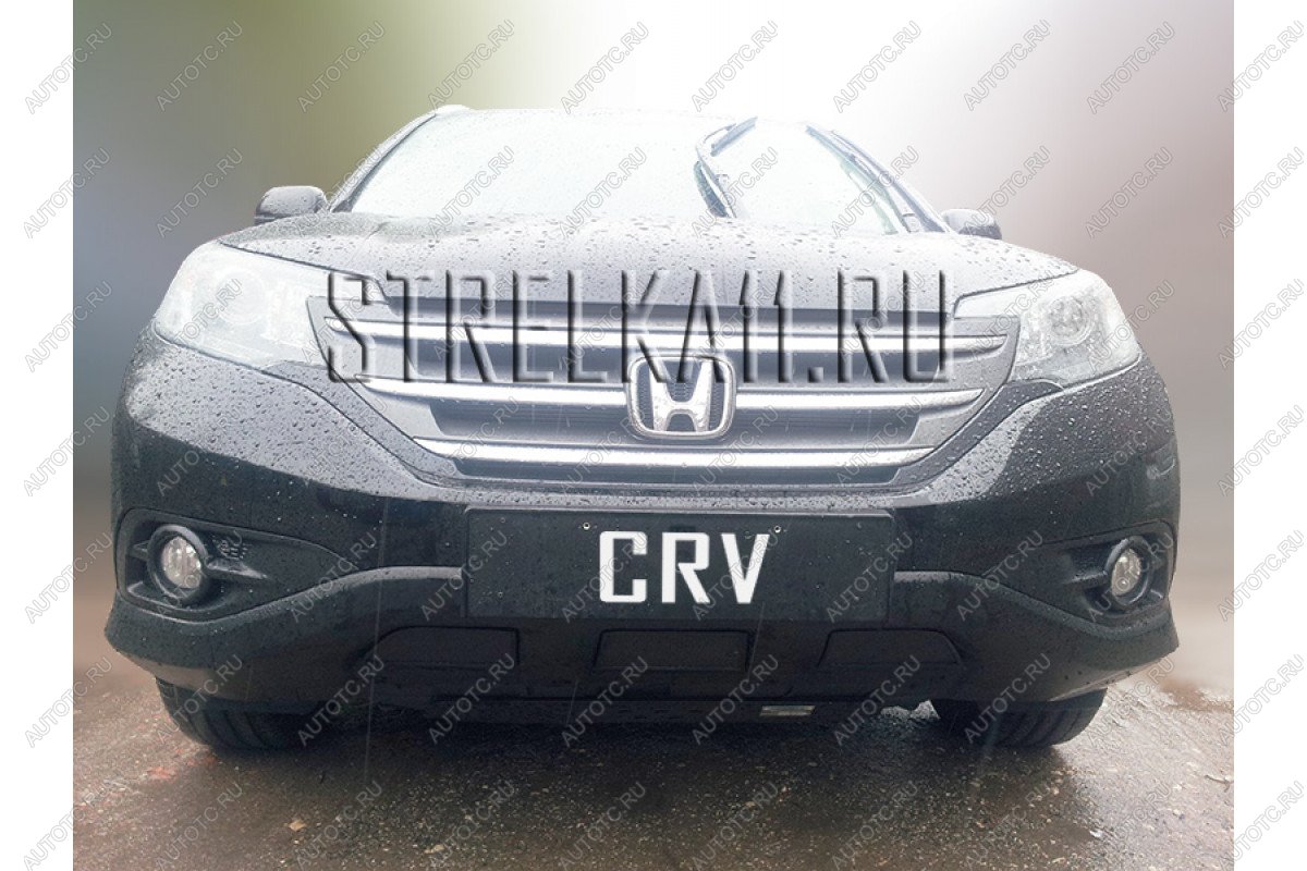 759 р. Зимняя заглушка решетки радиатора Стрелка11  Honda CR-V  RM1,RM3,RM4 (2012-2015) дорестайлинг (черная)  с доставкой в г. Пермь