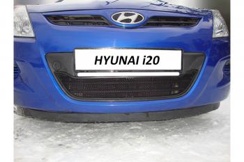 759 р. Зимняя заглушка решетки радиатора Стрелка11  Hyundai i20  PB (2008-2012) хэтчбэк дорестайлинг (черная)  с доставкой в г. Пермь. Увеличить фотографию 2