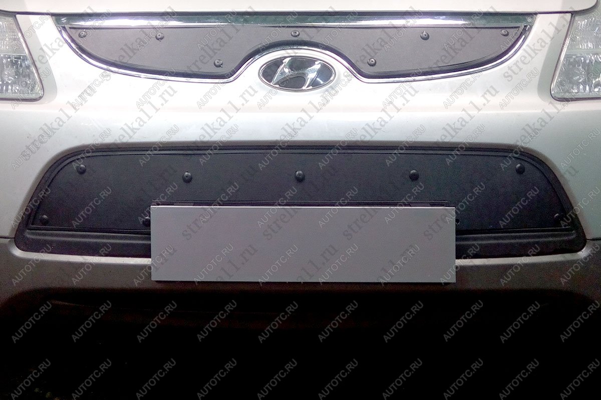 759 р. Зимняя заглушка решетки радиатора (верх) Стрелка11  Hyundai IX55  EN (2006-2013) (черная)  с доставкой в г. Пермь