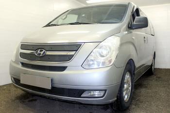 Зимняя заглушка решетки радиатора (низ) Стрелка11 Hyundai Starex/Grand Starex/H1  TQ (2007-2013) дорестайлинг (установка с защитной сеткой)