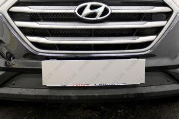 Зимняя заглушка решетки радиатора (низ) Стрелка11 Hyundai Tucson  TL (2015-2018) дорестайлинг (черная)