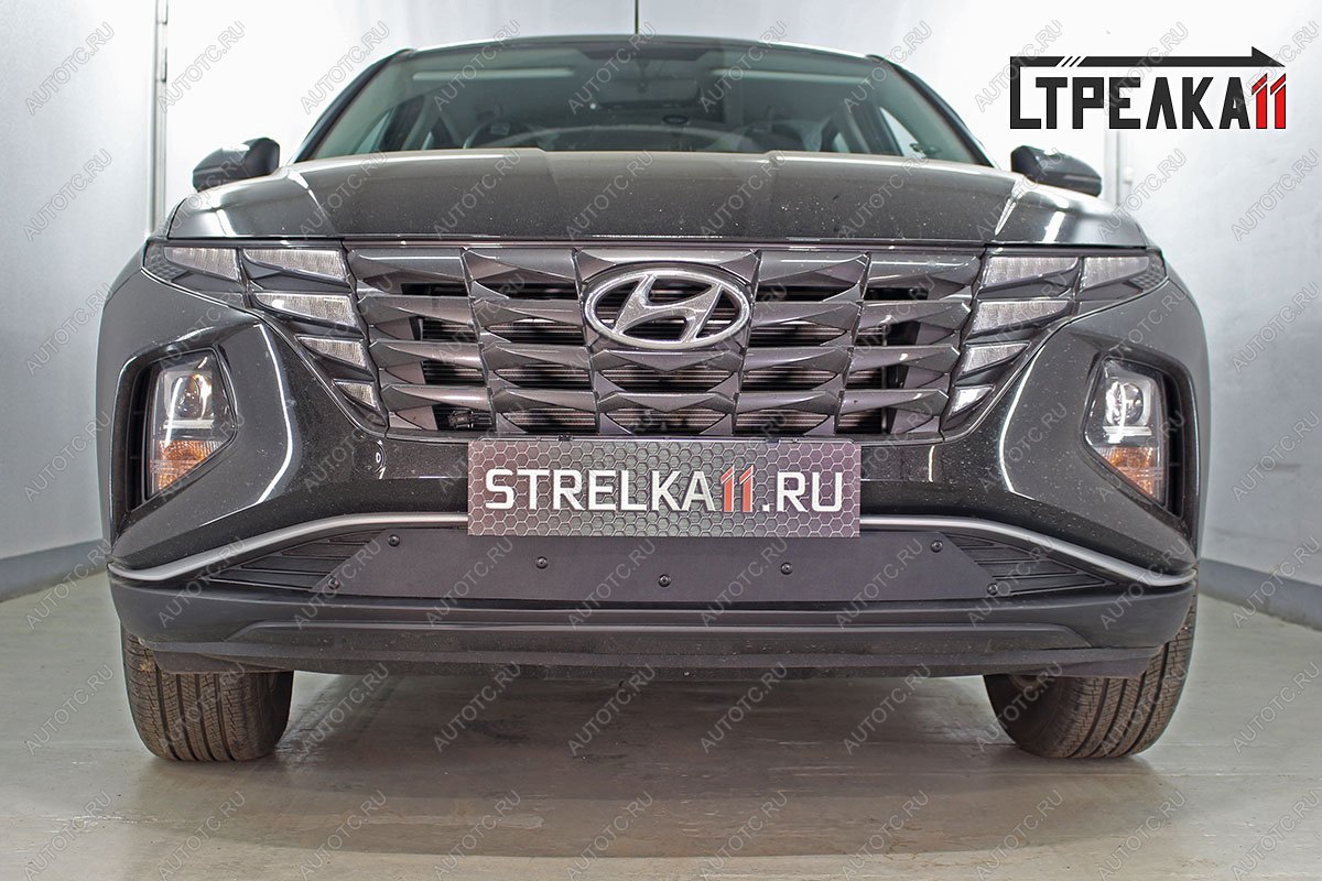 759 р. Зимняя заглушка решетки радиатора (низ) Стрелка11  Hyundai Tucson  NX4 (2020-2022) (черная)  с доставкой в г. Пермь